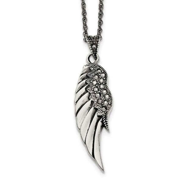 Mens Gentlemen's Classics&#40;tm&#41; Antique Marcasite Angel Wing Necklace - image 