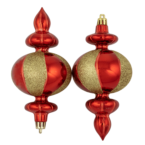Northlight 8ct. Red & Gold Finial Christmas Ornaments