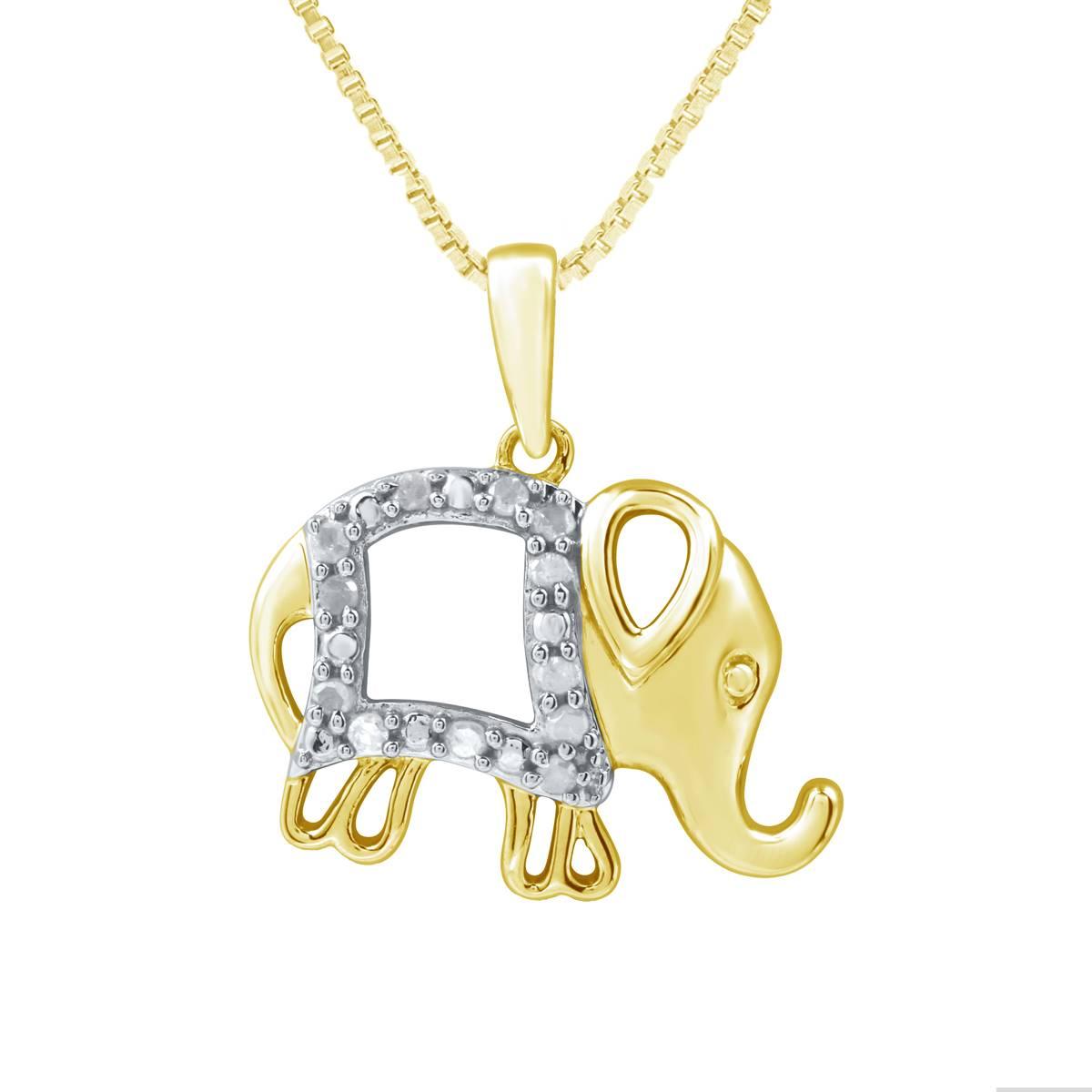 Marsala Gold Plated 1/10ctw. White Diamond Elephant Pendant