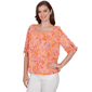 Womens Ruby Rd. Hothouse Florals Tie Sleeve Paisley Blouse - image 3