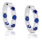 Silver Plated Lab Created Sapphire & Cubic Zirconia Hoops - image 1