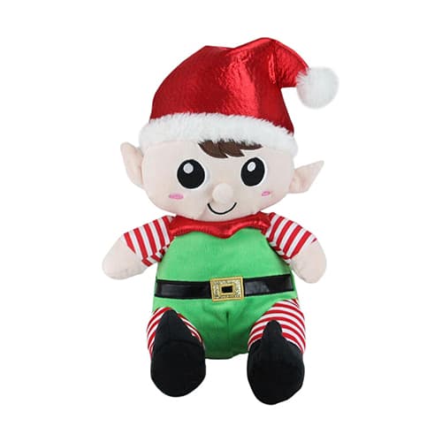 Northlight Plush Sitting Boy and Girl Christmas Elf Figures