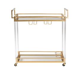 Baxton Studio Savannah Glam & Luxe Gold Metal Wine Cart