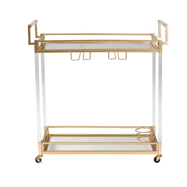 Baxton Studio Savannah Glam & Luxe Gold Metal Wine Cart