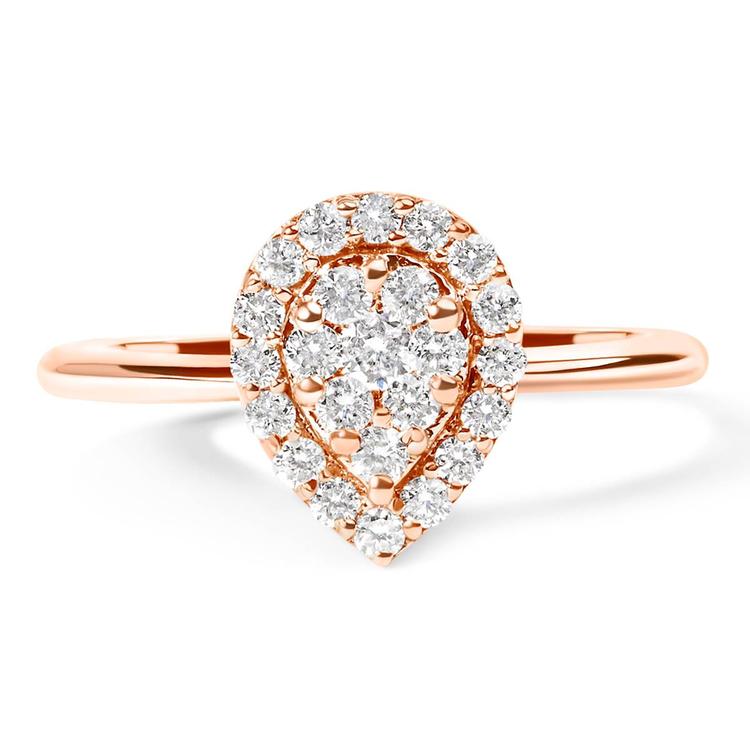 Haus of Brilliance 10kt. Rose Gold 3/8ctw. Diamond Pear Ring