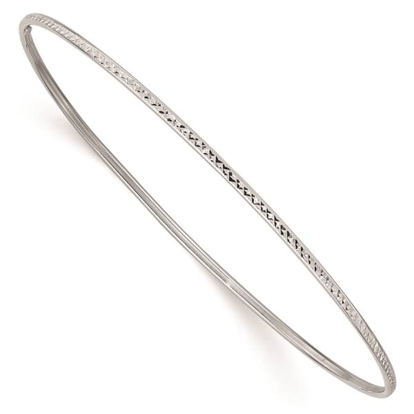 Gold Classics(tm) 14kt. 1.5mm White Gold Diamond-Cut Slip-On Bangle - image 