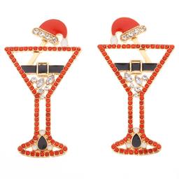 Santa Martini Glass Earrings