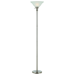 HomeRoots 71in. Nickel Torchiere Floor Lamp with Dome Shade