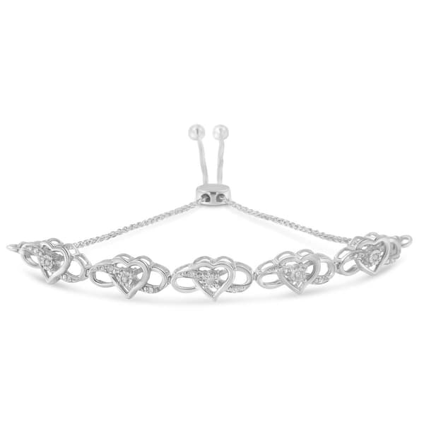 Diamond Classics&#40;tm&#41; Sterling Silver Diamond & Woven Bolo Bracelet - image 