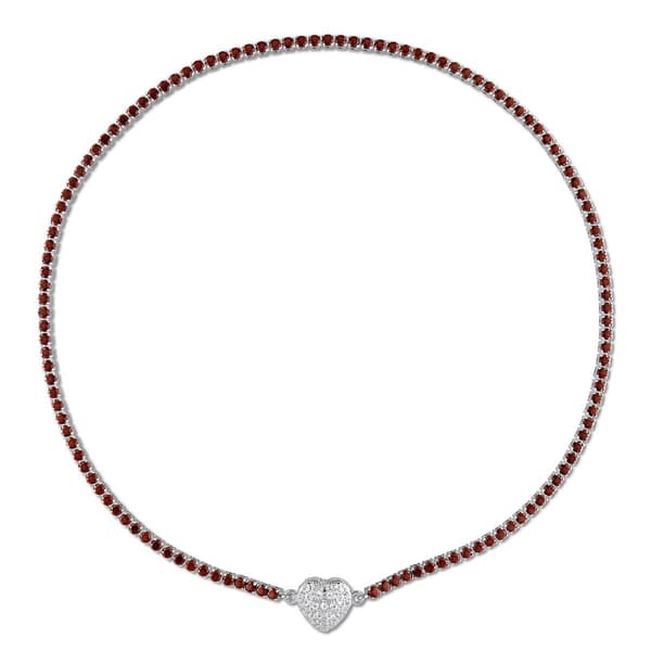 Sophia B Garnet & Created White Sapphire Collar Necklace