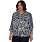 Plus Size Ruby Rd. English Countryside 3/4 Sleeve Foliage Blouse - image 3