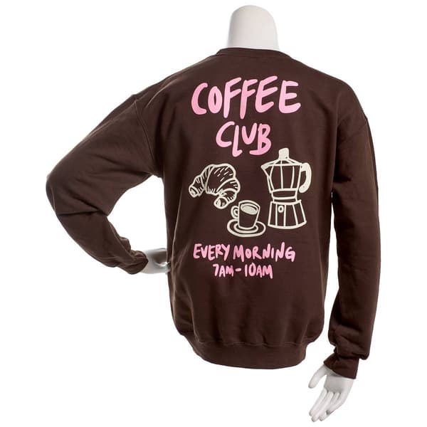 Juniors Gold Rush Coffee Club Front Back Crew Neck Sweatshirt