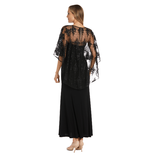 Womens R&M Richards Long Dress with Sheer Illusion Capelet