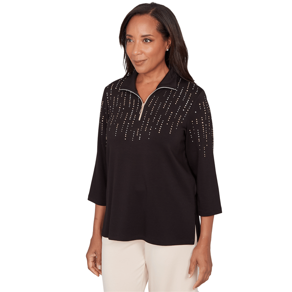 Womens Alfred Dunner Seville Stud Embellishment Blouse