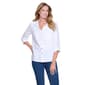Womens Multiples 3/4 Tab Sleeve Hi Lo Button Front Heat Set Blou - image 1
