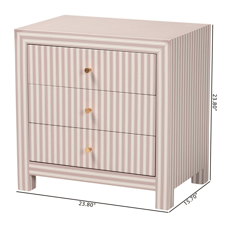Baxton Studio Javianne End Table with Striped Faux Leather