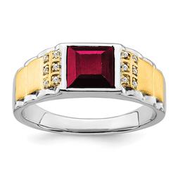 Mens Gentlemens Classics(tm) 14kt. Two Tone Ruby & Diamond Ring