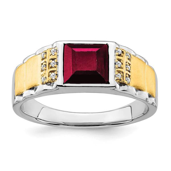 Mens Gentlemens Classics(tm) 14kt. Two Tone Ruby & Diamond Ring - image 