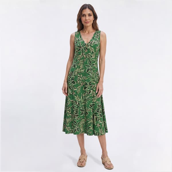 Petite Anne Klein Sleeveless Sketched Floral A-Line Dress - image 