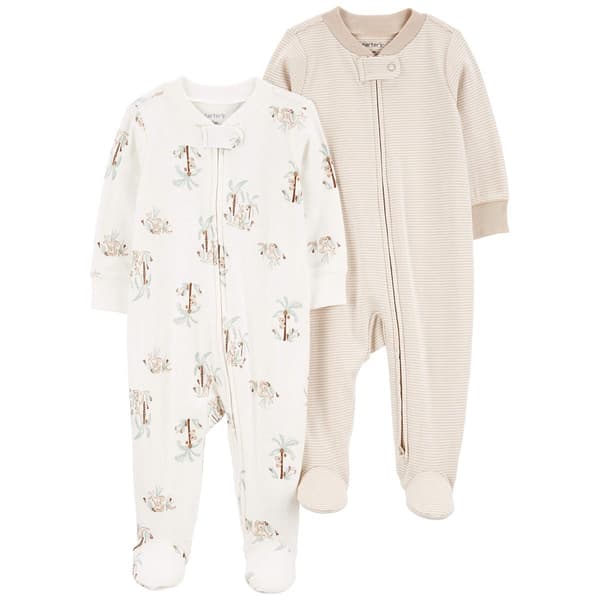 Baby Unisex &#40;Preemie-9M&#41; Carters&#40;R&#41; Kangaroo Koala/Stripe Footies - image 