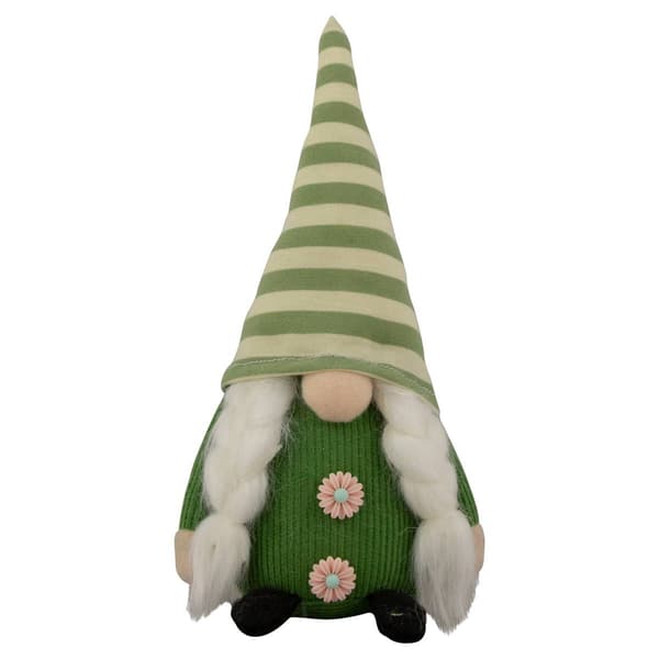 Northlight Seasonal Green Striped Hat Springtime Girl Gnome - image 