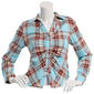 Juniors No Comment Long Sleeve Plaid Tie Back Button Up - image 2