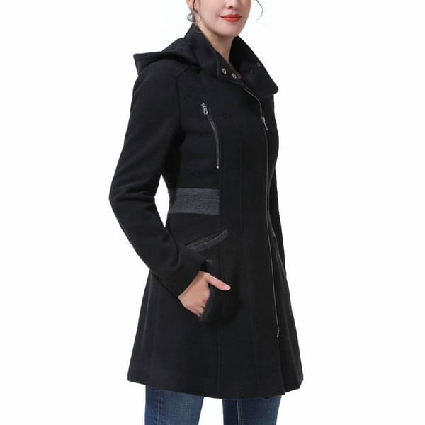 Womens BGSD Hooded Color Block Wool Coat