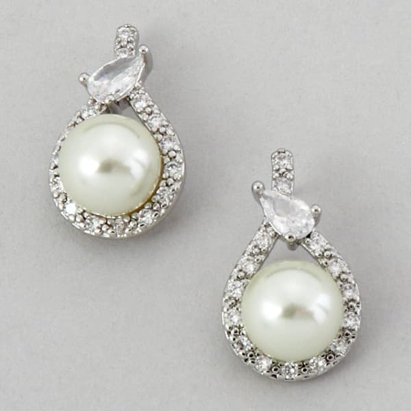 Rosa Rhinestones CZ Loop Accent Drop Earrings - image 