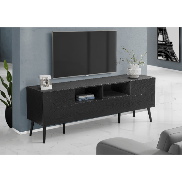 Monarch Specialties 72in. Wood-Look TV Stand with Storage - image 
