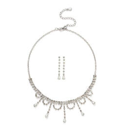 Roman Silver-Tone Dangle Cup Chain Necklace & Earrings Set