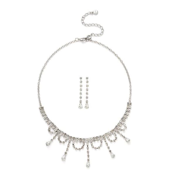 Roman Silver-Tone Dangle Cup Chain Necklace & Earrings Set - image 