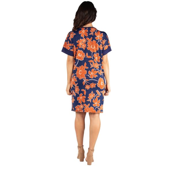 Womens 24/7 Comfort Apparel Floral Loose Fit Resort Shirt Dress