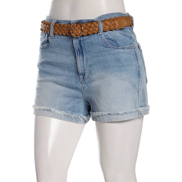 Juniors Wallflower Fearless Curvy Belted High Rise Shorts - image 