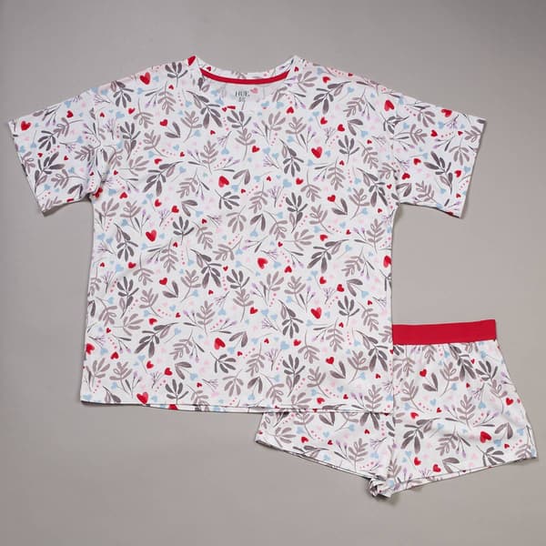 Womens HUE® Heart Petal Short Sleeve Pajama Set - image 