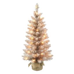 Puleo International 3ft. 50 Clear Incandescent Rose Gold Tree