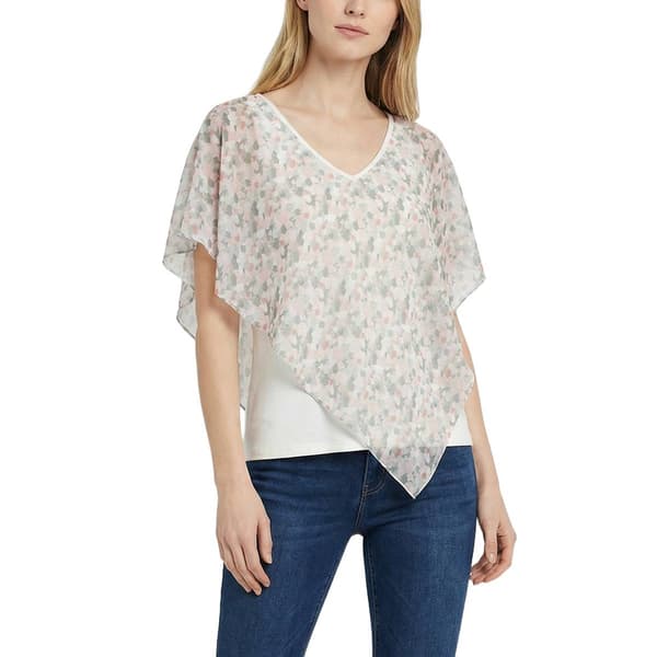 Womens NY Collection Jacquard Chiffon Brushstroke Poncho