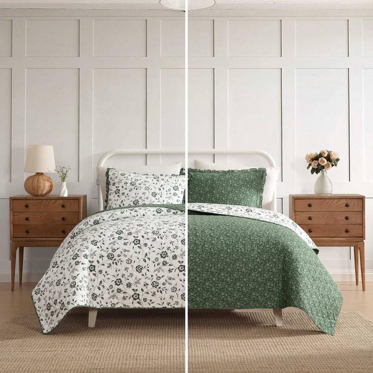 Laura Ashley Miranda Cotton Reversible Quilt Set