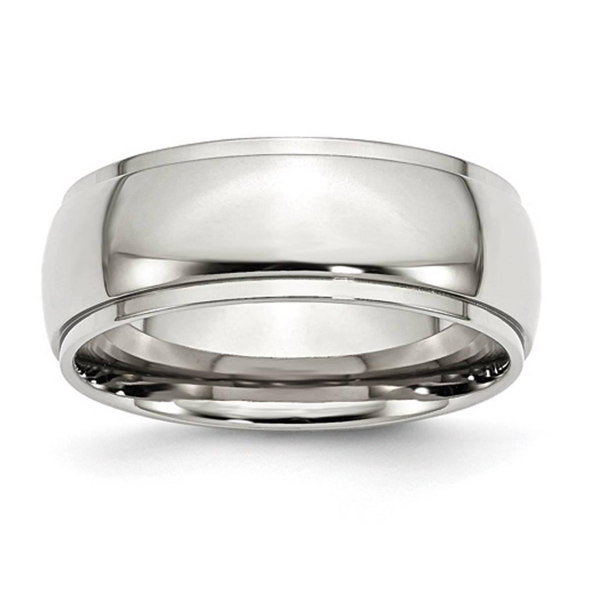 Mens Gentlemen’s Classics™ Polished 8mm Silver & Ridged...