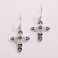 Marsala Fine Silver-Plated Marcasite Jet Fishhook Earrings - image 1