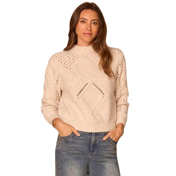 Womens Democracy Long Sleeve Double Layer Neck Sweater - image 