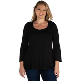 Plus Size 24/7 Comfort Apparel Flared Long Bell Sleeve Tunic