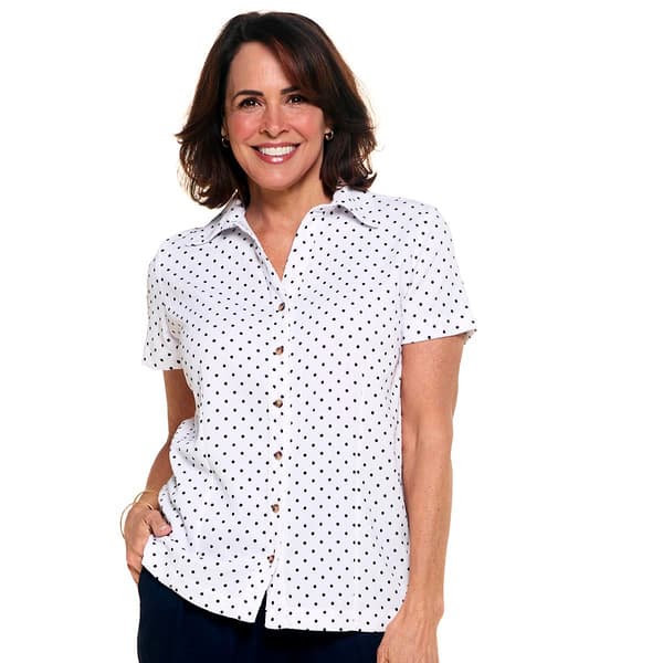 Womens Hasting & Smith Crinkle Dots Casual Button Down