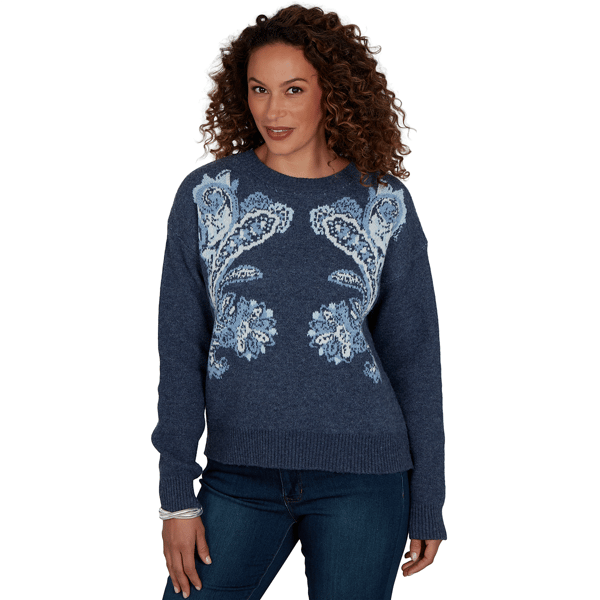 Womens Skyes the Limit Icy Blue Sparkle Long Sleeve Crew Neck P - image 