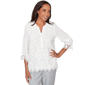 Petites Alfred Dunner Al Fresco Lace Cut Out Front Henley Top - image 1