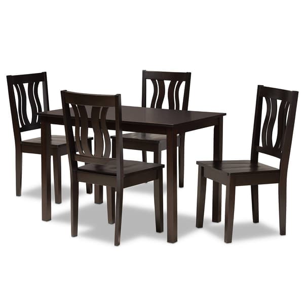 Baxton Studio Zamira Dark Brown Finish Wood 5pc. Dining Set