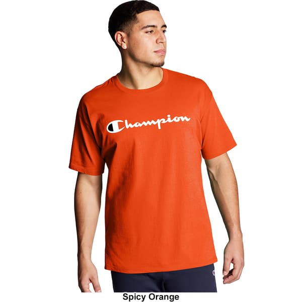 Mens Champion Short Sleeve Logo Crew Neck Tee