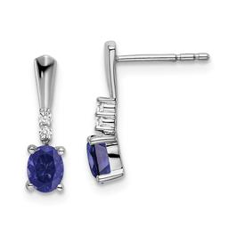 14k White Gold Created Sapphire Diamond Earring