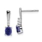 14k White Gold Created Sapphire Diamond Earring - image 1