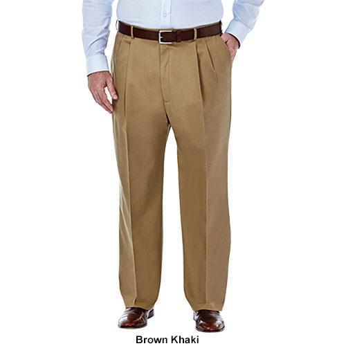 Haggar Men's Big & Tall No Iron Khaki Classic Fit Pleat Pant