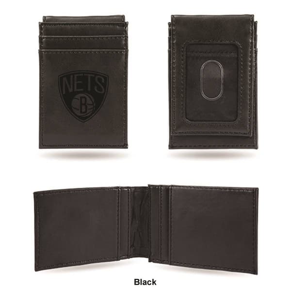 Mens NBA Brooklyn Nets Faux Leather Front Pocket Wallet